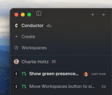 Conductor sidebar showing a teammate active in a shared workspace