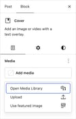 Screenshot of a block inspector sidebar showing the new media selection tools.