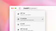 ChatGPT macOS model picker with o1-preview selected