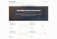Claimed Cloudflare Drag and Drop site setup screen showing options to add a domain, control access, enable observability, and enable Markdown for agents