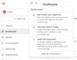 Notification bell dropdown
