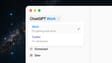 ChatGPT desktop app menu with Work selected above Codex, Scheduled, and Sites.