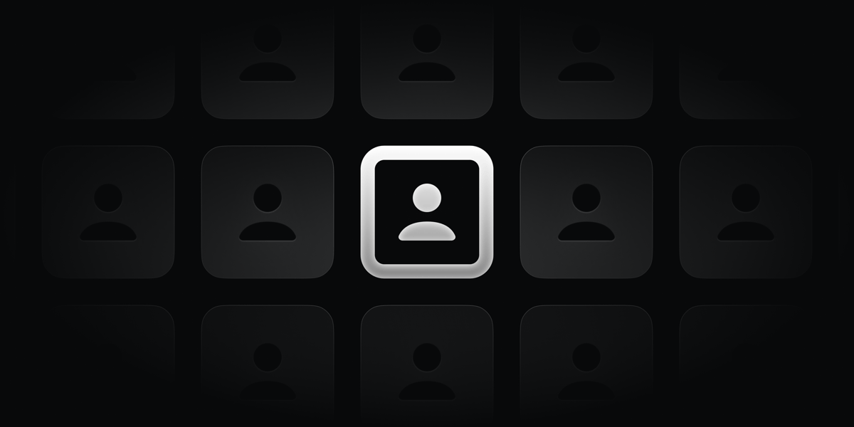 Abstract illustration of two people icons centered on a dark background with a subtle radial motion effect, representing team ownership and permissions.
