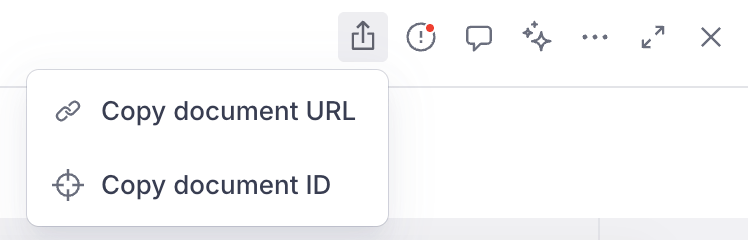 Expanded document share pane showing new options