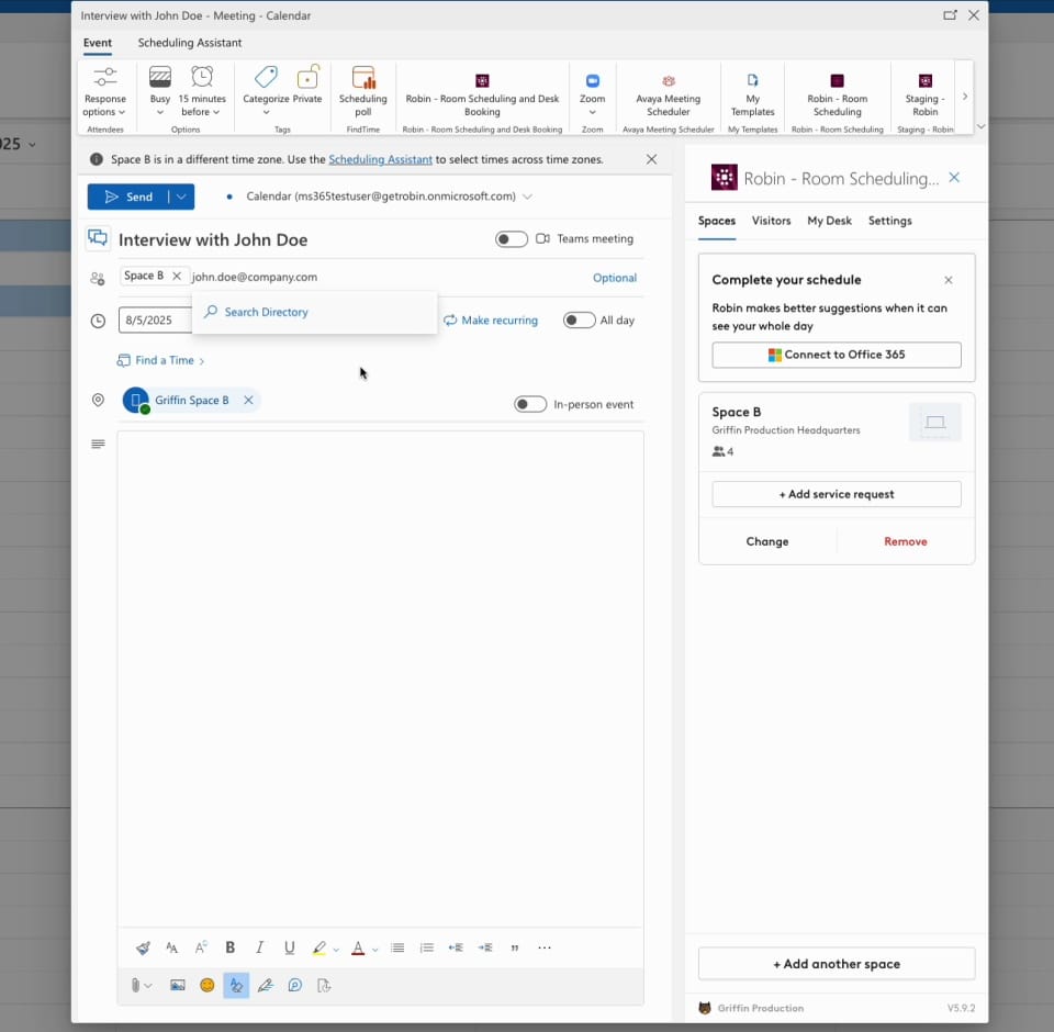 Visitor Management in Outlook
