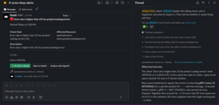 Fix an alert in one click interface showing Slack alert with Fix this in thread button