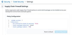 Datadog Code Security policies that control package installation in development environments and build systems.