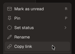 Copy link in the workspace right-click menu