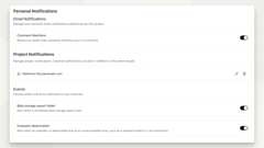 Route project notifications to Slack or webhooks