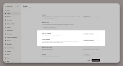 Harvey's language localization interface
