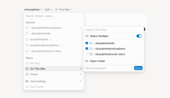 Redesigned project and repo pickers