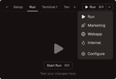 Run menu with multiple configured run scripts