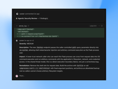 Security Review comment on a pull request reporting an exploitable bug with a severity and proposed fix