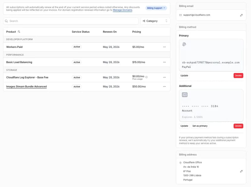 Modernized Billing Profile with the Subscriptions tab