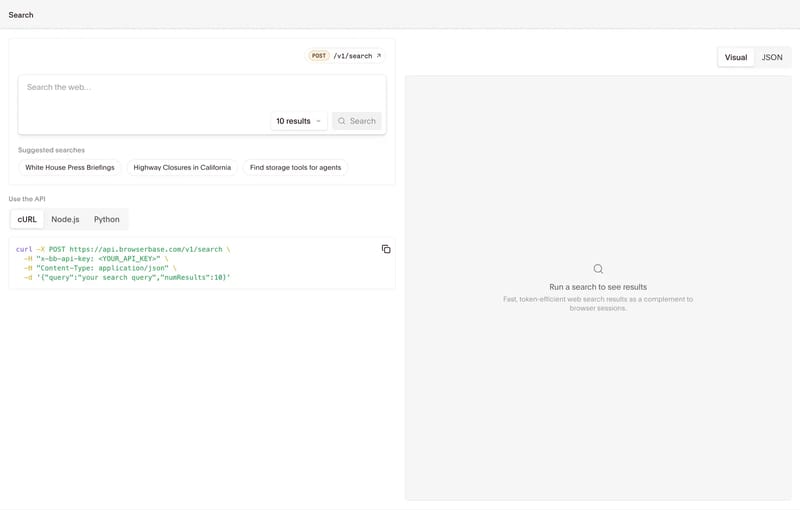 Search is in the dashboard