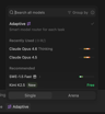 Adaptive selected in the Windsurf model picker