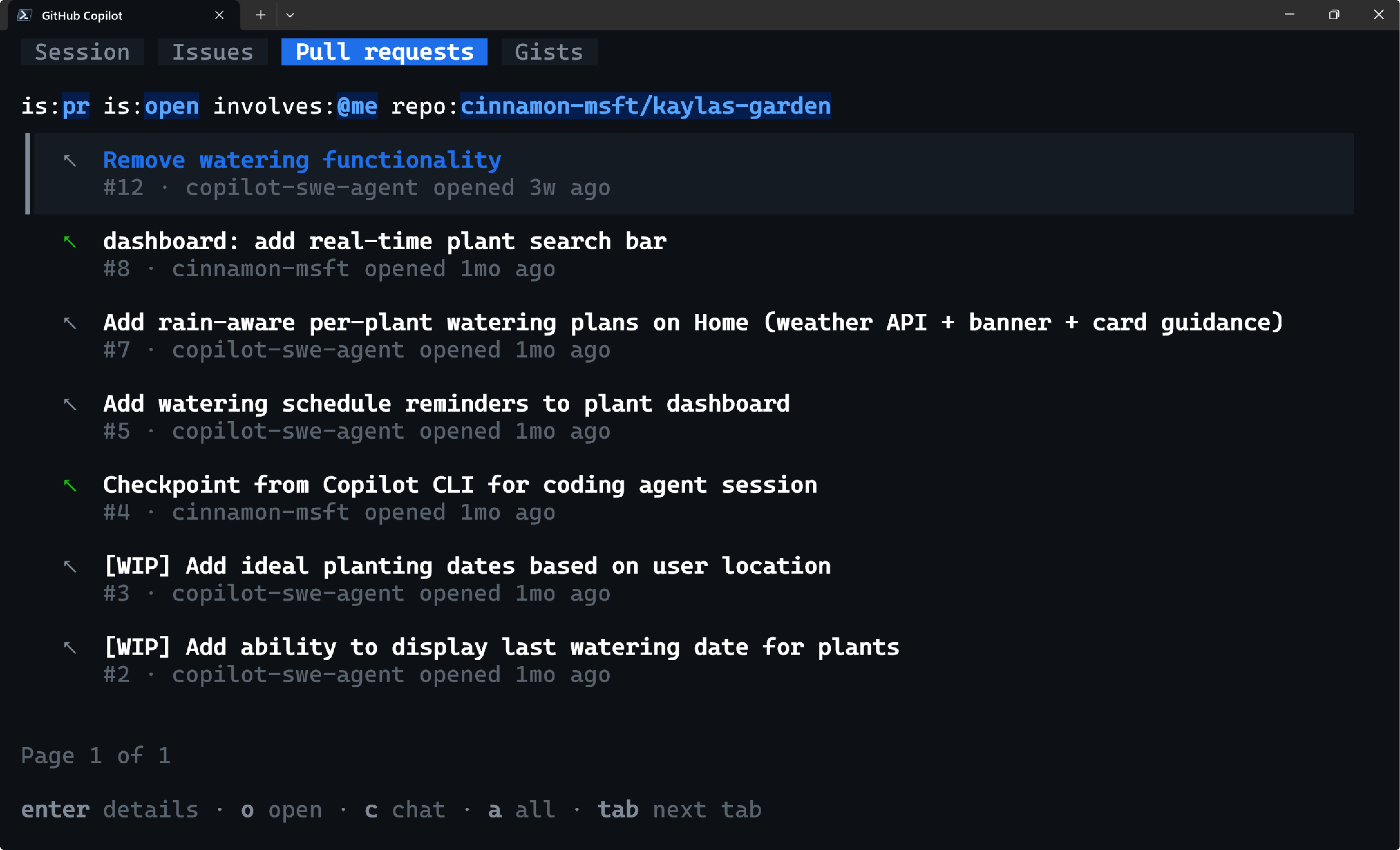 A screenshot of the new tabs in Copilot CLI
