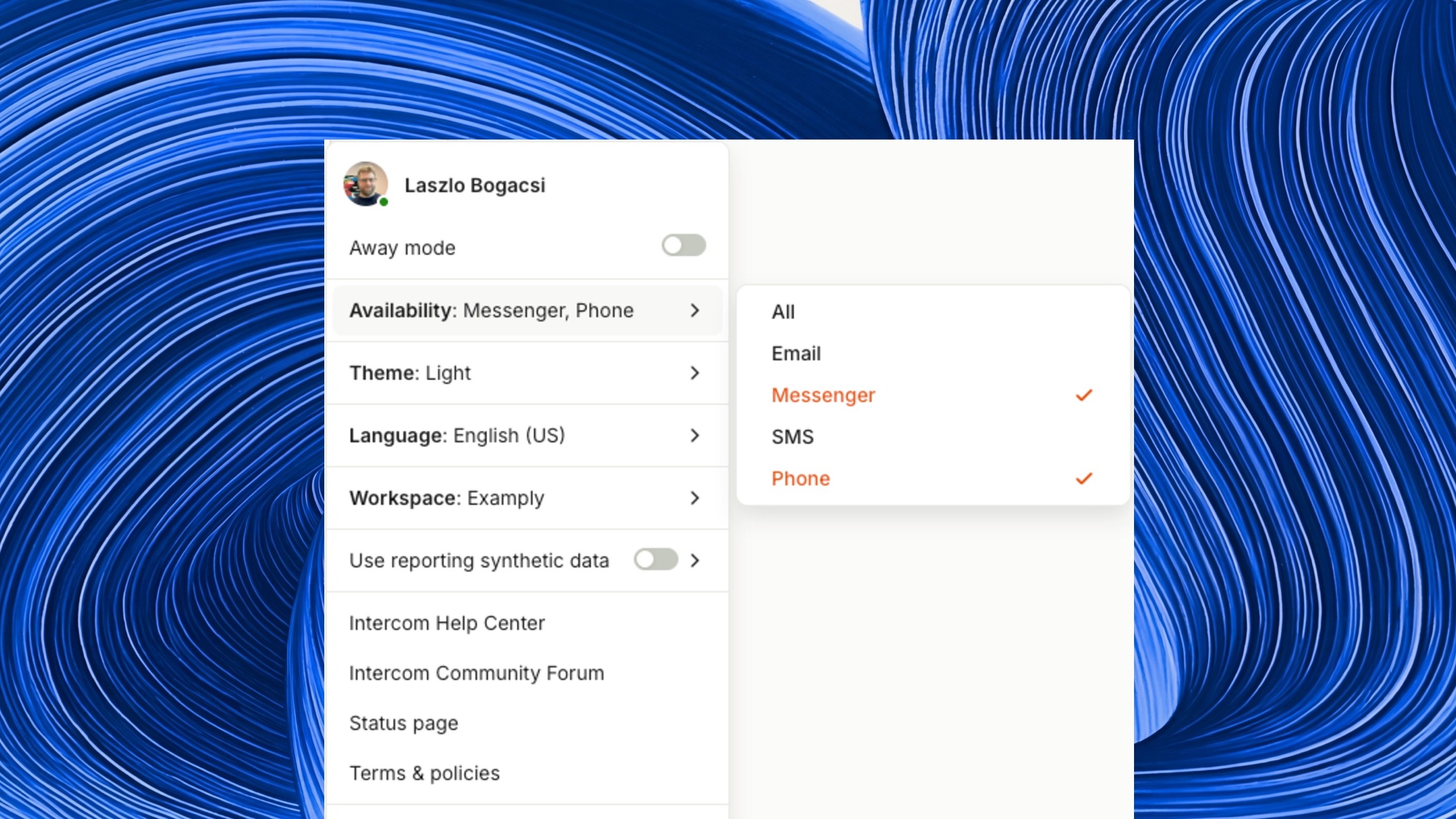 Channel availability settings