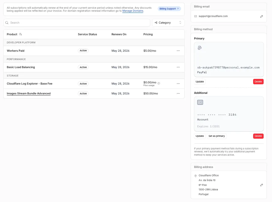 Modernized Billing Profile with the Subscriptions tab