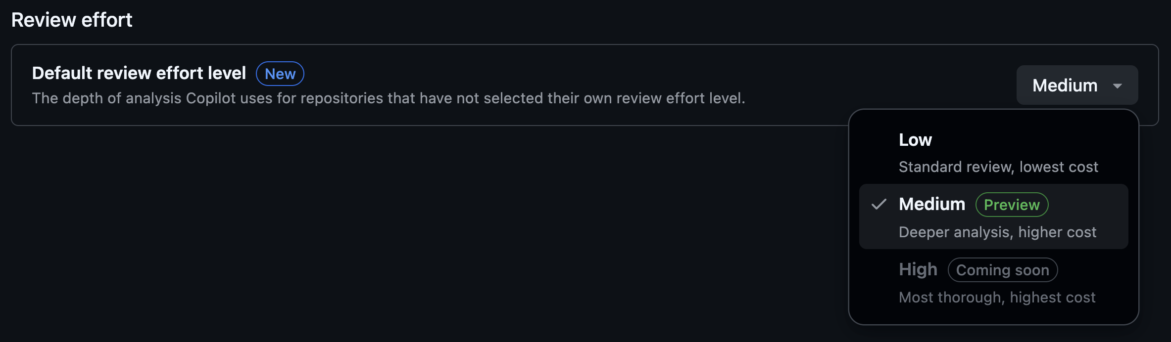Screenshot showing Medium tier attribution and the organization default tier setting