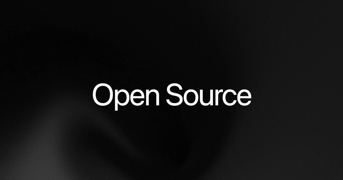 Announcement cover reading 'Open Source' over a dark gradient