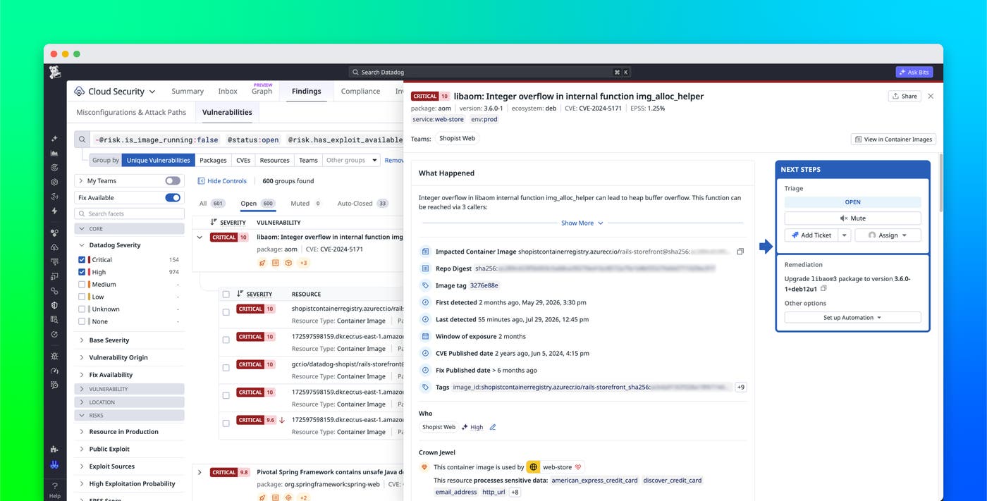 Prioritize security findings with the Datadog Runtime Prioritization Engine