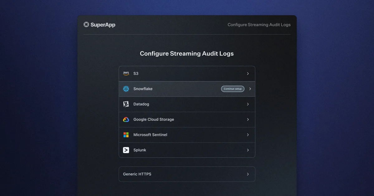 Snowflake log streaming in Audit Logs