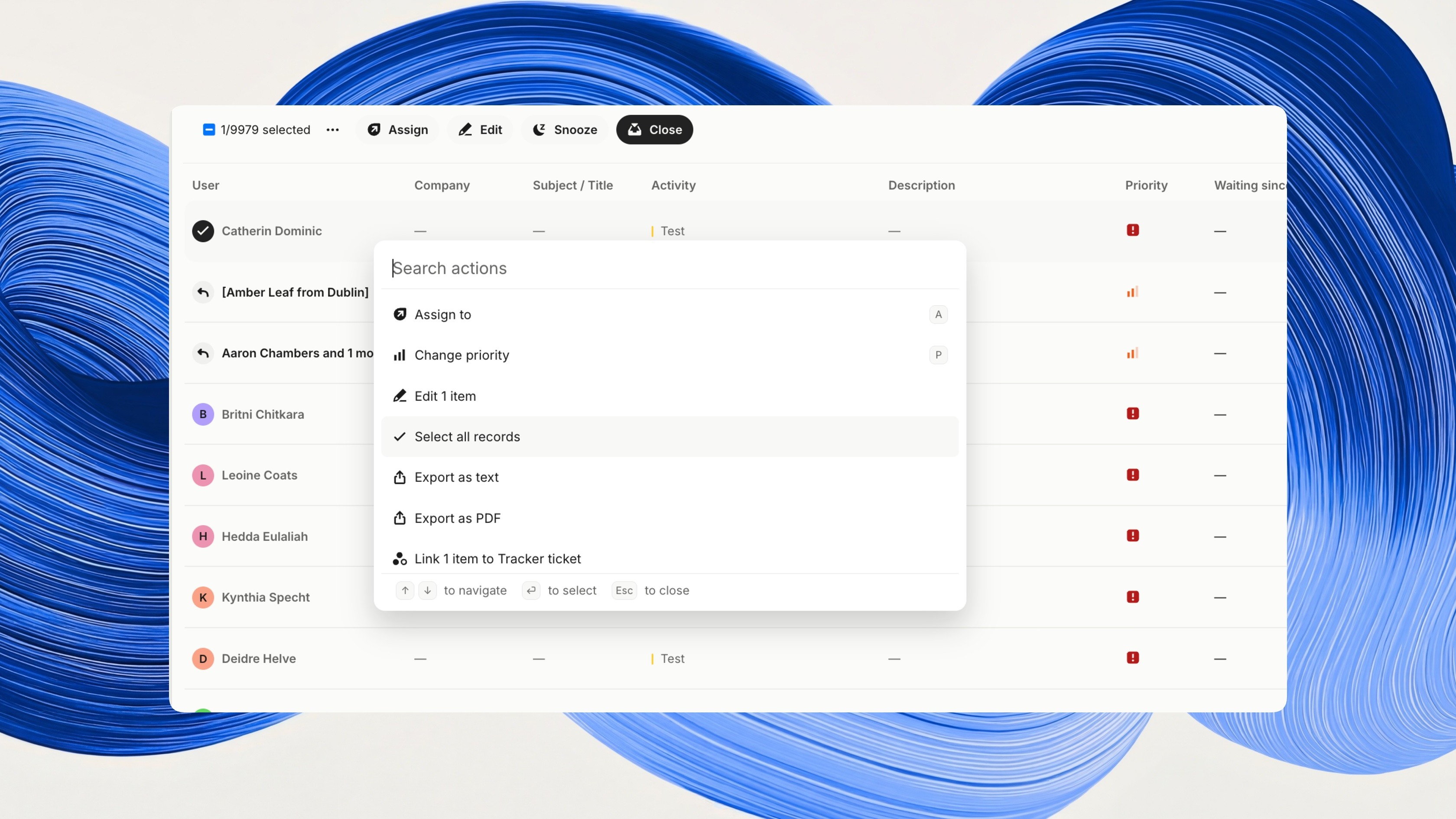 Take bulk action on every conversation matching your search