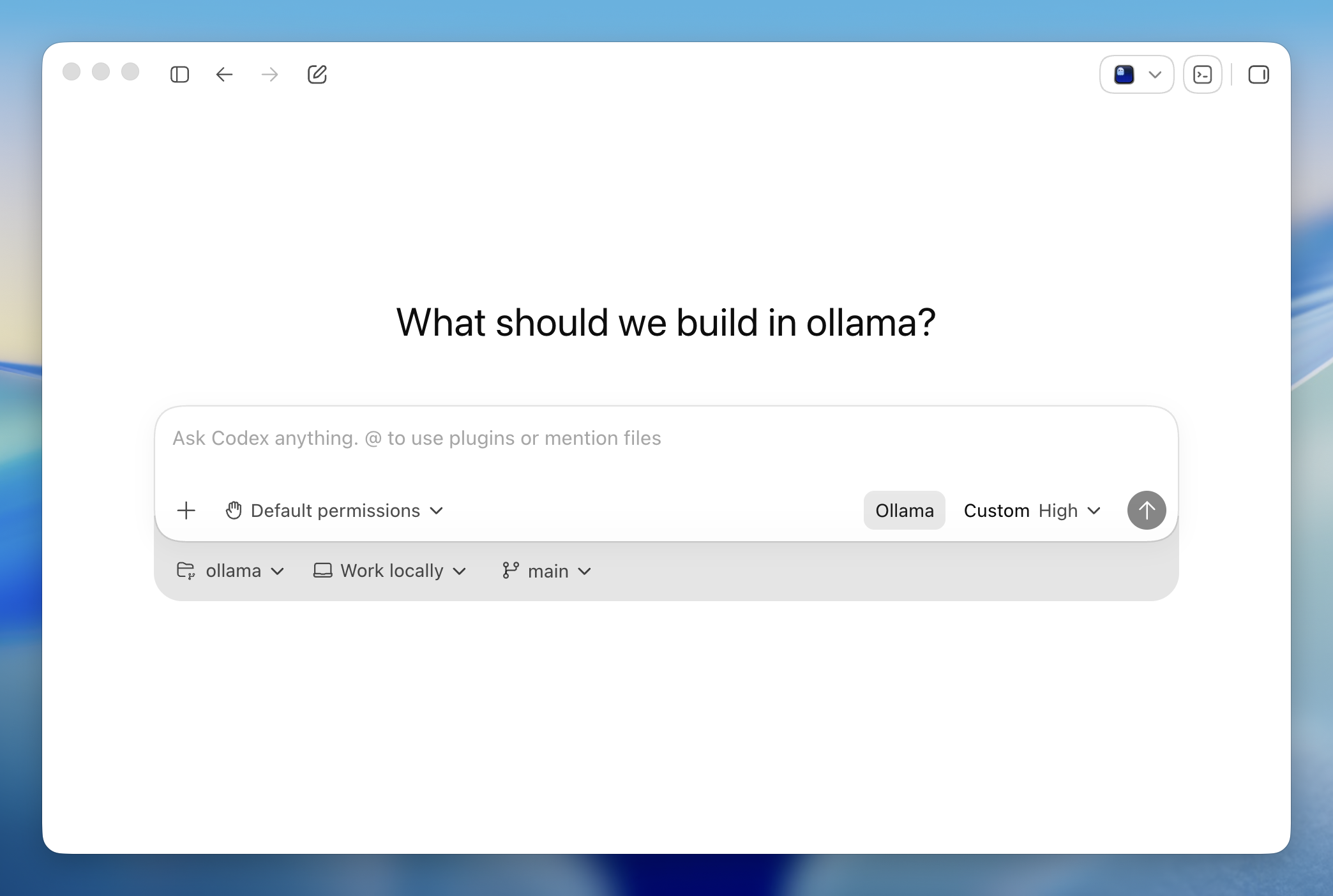 Codex App running with Ollama