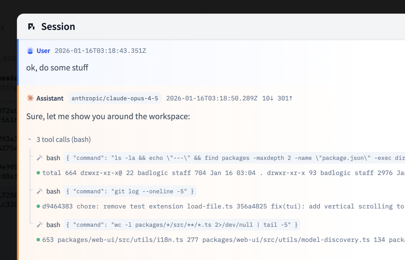 Agent traces template viewer