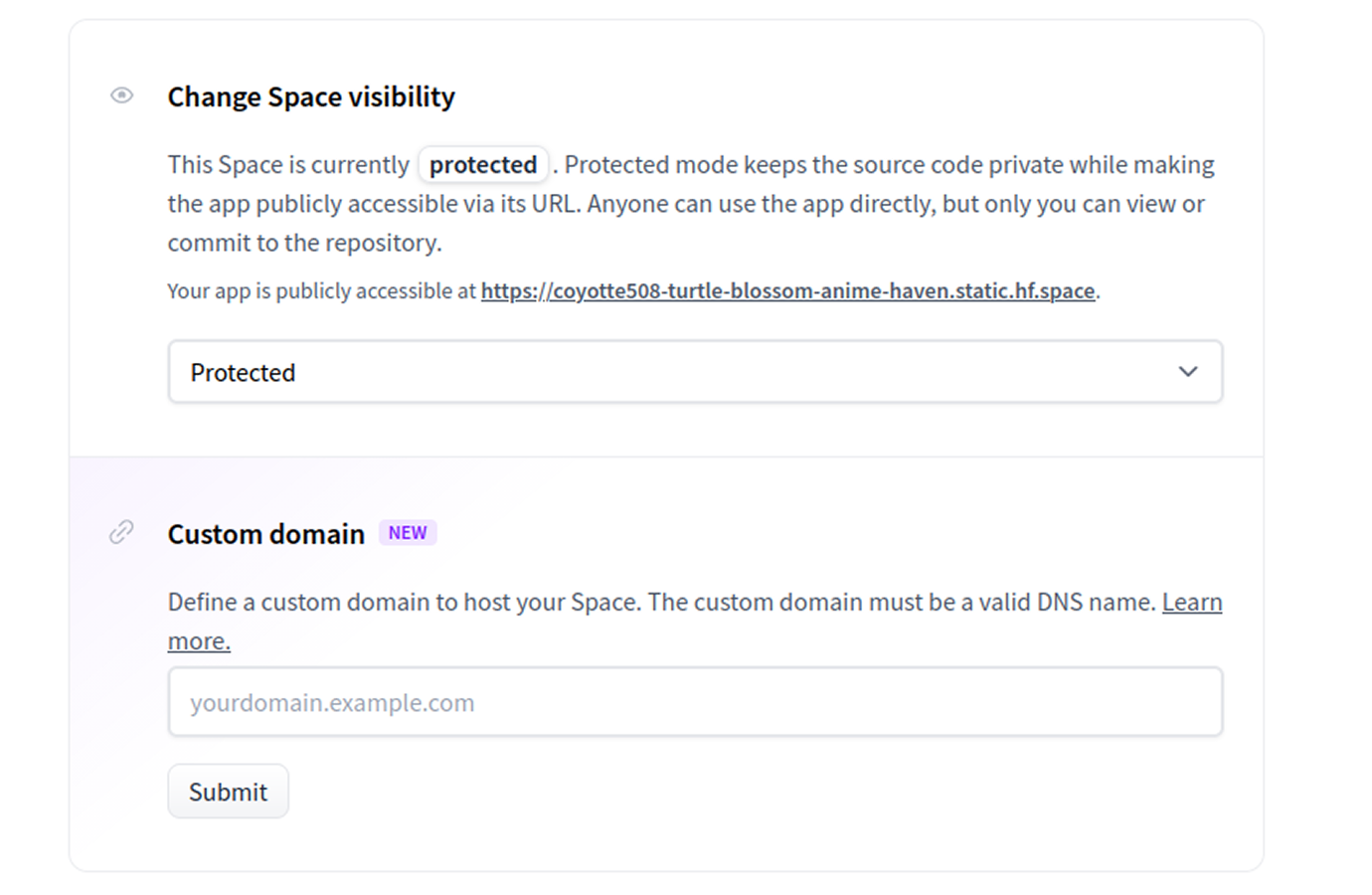 Protected Spaces example